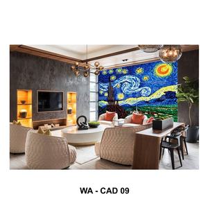 Panneau mural en mosaïque de verre CAD 10 mm écologique pour la décoration intérieure traditionnelle/transitoire dans les hôtels et les écoles - Product Image 1
