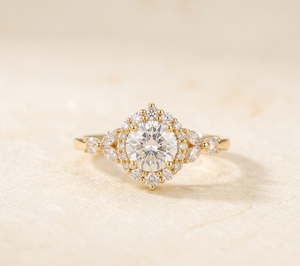 Round Moissanite Bridal <b>Ring</b> 925 Sterling Silver Yellow <b>Gold</b> Plated Engagement <b>Ring</b> for Women Classic Wedding Promise Jewelry - Product Image 3