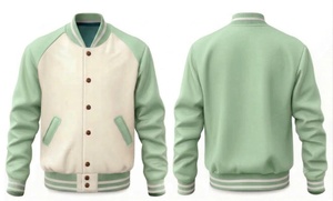 Chaqueta Varsity de PU Morada y Crema para Hombre con Botones de Cuerno, Estilo Preppy, Corte Regular, para Otoño - Product Image 6