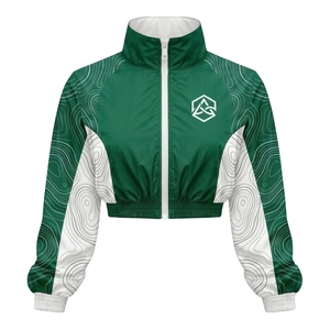 Women's Multi Colour Windbreaker Jacket Shorts <b>Set</b> Full Sleeve <b>Knitted</b> Polyester Custom Logo Stand Activewear Breathable <b>Sets</b> - Product Image 5
