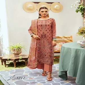 Eid Collection Heavy bordado Lawn Punjabi trajes para mujeres de tres piezas Ramsha Vol Maxi Frock para fiestas - Product Image 5