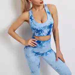 Nuevo Conjunto de Yoga Personalizado de Primavera, Tie Dye, Elástico y Transpirable, 4 Piezas, Levanta Glúteos, para Gimnasio, Fitness, Entrenamiento - Product Image 6