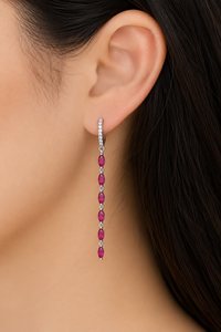 Diamond and Ruby <b>Earring</b> in 92.5 Sterling Silver KLST-30925 - Product Image 1