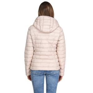Blouson matelassé rose clair à capuche pour femme, coupe ajustée, fermeture éclair, coupe-vent, décontracté, manteau d'automne, rembourrage fin en polyester - Product Image 6