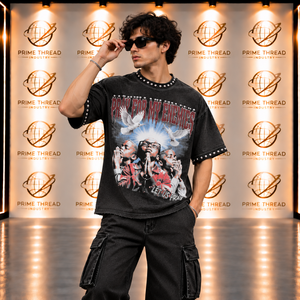 Custom Made Vintage Graphic T <b>Shirt</b> Men Washed Oversized <b>Shirt</b> Heavyweight Cotton <b>Studded</b> Rhinestone Crew Neck Streetwear Tees - Product Image 4