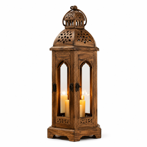Farol de vela de madera hecho a mano para una decoración del hogar tranquila, que crea un ambiente cálido con artesanía natural. - Product Image 3
