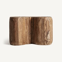 Mesa de Centro de Madera de Teca Sólida, Acabado Rústico Natural, Hecha a Mano en Indonesia, Moderna, Duradera, Ecológica y Sostenible, Muebles para Sala de Estar