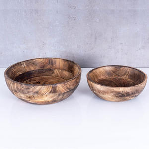 Set of 2 Large Mango Wood Serving Bowls Food Safe <b>for</b> Entertaining Boxed <b>Fruit</b> Display Bowl <b>for</b> Coffee Countertop Decor - Product Image 2