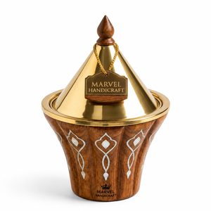 Marvel Handicraft Luxury Wooden Insulated Tagine Casserole with Gold Stainless Steel Lid Premium Hot <b>Food</b> <b>Server</b> Gift Serveware - Product Image 1