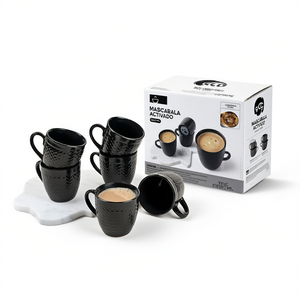 <b>Set</b> of <b>6</b> Hammered Black Ceramic Tea Cups - Product Image 2