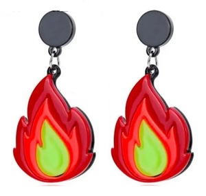 Boucles d'oreilles créoles géométriques en résine, mignonnes et tendance, bijoux uniques en acrylique pour femmes, multicolores (bleu, noir, rose) - Product Image 3