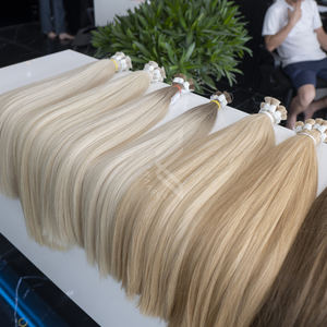 Mechones de pelo indio crudo de trama doble alineada con cutícula al por mayor pelo virgen teñido pelo virgen europeo - Product Image 2