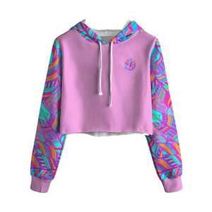 Women's <b>Cropped</b> Hoodie <b>Black</b> Geometric Print Full <b>Sleeve</b> Casual Knitted Sweatshirt Autumn Style - Product Image 4