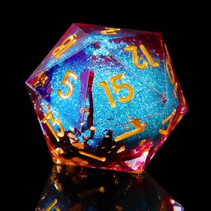 Dés à noyau liquide unique D20, dés D&D, dés polyédriques faits à la main pour jeux de rôle RPG et jeux de table, bleu violet - Product Image 3