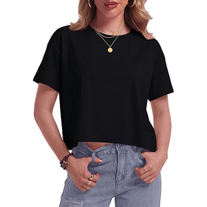 Camiseta Corta Holgada de Algodón para Mujer, Estilo Casual Urbano, con Logotipo Personalizado - Product Image 1