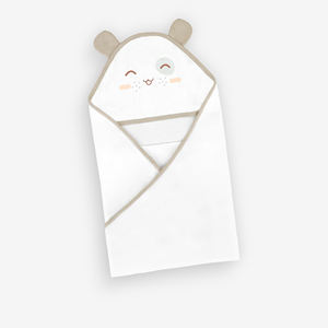 Organic Cotton Infant Bath <b>Towel</b> with Hood Knitted Fabric Soft Absorbing Baby <b>Wrap</b> <b>Towel</b> - Product Image 3
