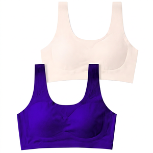 Soutien-gorge de sport pour femme, dos nageur, maintien moyen, noir ivoire, couleur unie, vêtements de sport - Product Image 5
