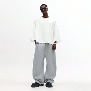 Men's Cotton French Terry Knitted Eco-Friendly Breathable Heavy Weight Oversized <b>Drop</b> Shoulder Streetwear Pullover Sweatshirts - Product Image 5