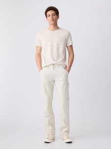 Camiseta de Manga Corta con Cuello Redondo y Rayas para Hombre, 100% Algodón, Corte Regular, Informal, Tejido Transpirable, Top de Verano - Product Image 5