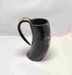 Jarra Vikinga Ecológica de Cuerno de Búfalo Hecha a Mano de ILAHI, de Grado Alimenticio, Arte Folclórico, Estilo Medieval Antiguo, Religioso, Feng Shui, Animal - Product Image 5