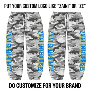 Men's Autumn Heavyweight <b>Polyester</b>/Cotton Fleece Waterproof Acid Wash Camo <b>Joggers</b> with Multi-Pocket Design - Product Image 1
