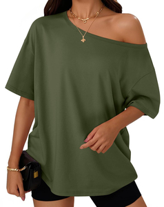 Camiseta de algodón lisa para mujer, suave, informal, transpirable, de manga corta, para verano, con logo personalizado, a la moda. - Product Image 1