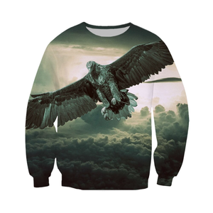 Sweat à capuche pour homme avec imprimé aigle chauve, impression numérique, 100% coton, coupe classique, col rond, tricoté, vêtement d'hiver décontracté - Product Image 5