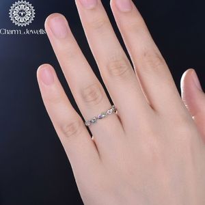 Bague de fiançailles en moissanite argentée et dorée pour femme Charm Jewells, certifiée IGI, sertissage classique à griffes, pavé de pierres précieuses 3g - Product Image 5