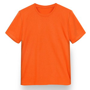 เสื้อยืดคอกลมแขนสั้นสำหรับผู้ชายสีส้มเสื้อลำลองทรงพอดีตัวผ้าคอตตอน100% ผ้าถักแบบว่างเปล่า - Product Image 1