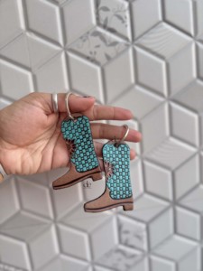 Porte-clés en cuir fait main à prix de gros, couleur turquoise, en forme de botte, boucles d'oreilles porte-clés, vente chaude, porte-clés légers - Product Image 4