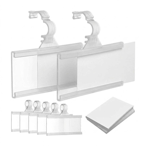 Clear <b>Plastic</b> Adhesive Price Tag Holder with Hook A4 Size Custom Size Available White Label <b>Sheets</b> Included for Supermarket Use - Product Image 4