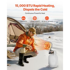 Riscaldatore a Gas Propano da 15000 BTU, Riscaldamento Rapido a 180 Gradi, Infrarossi Radianti con Regolazione Continua della Temperatura - Product Image 2