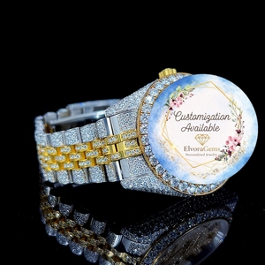 Reloj Inteligente Redondo de Moda para Mujer ElvoraGems con Gemas, Correa de Acero Inoxidable, Personalización Disponible - Product Image 3
