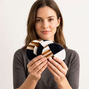 Handmade Modern Luxury Bamboo Coasters Beautiful Resin Inlay Heat Resistant Eco-Friendly Extra Large Thickness Unique Tea Table - Product Image 1