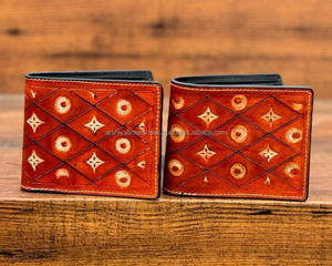 Men's Hand Tooeld Leather Bifold Short Waller Genuine Cowhide Leather Fashion Brown Color Cash <b>Holder</b> <b>Wallets</b> Gift for Him - Product Image 2