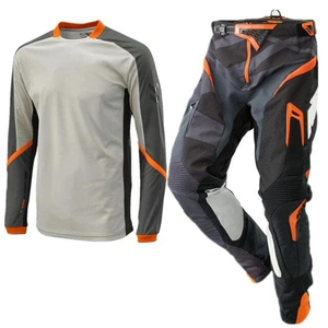 Ensemble de combinaison de motocross respirant et confortable à manches courtes en polyester avec logo personnalisé, pantalon de moto noir - Product Image 1