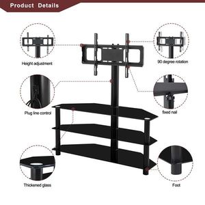 Black 3-Tier TV Stand with Multi-Function Height Adjustable Bracket Swivel Features - Product Image 4