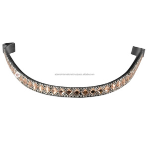 Bandeau décoratif en cuir de cheval, 2 pièces, qualité supérieure, avec cristal scintillant - Product Image 3