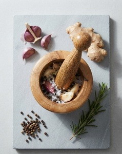 Ensemble mortier et pilon en bois de qualité supérieure pour herbes et épices, broyage manuel, accessoires de cuisine durables, pour moudre le poivre et les épices - Product Image 2