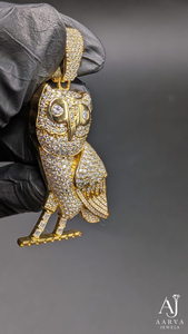 Colgante de Moissanita con Diseño de Búho, Micro Pavé, Chapado en Oro Rosa sobre Plata 925, Corte Brillante Redondo, Estilo Hip Hop para Uso Diario - Product Image 6