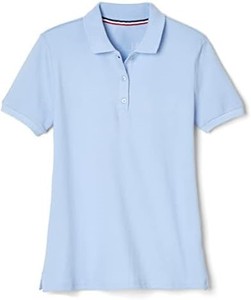 Camiseta Polo de Punto de Manga Corta Azul Claro para Mujer, Lisa, Informal, de Longitud Regular, Teñida, Fabricación Personalizada - Product Image 1