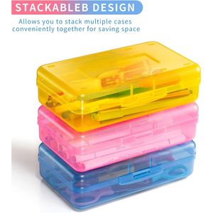 Set di 3 Astucci Grandi in Plastica Trasparente per Matite, Pennarelli e Pastelli con Coperchio a Scatto, Contenitore per Conservazione in Grandi Quantità - Product Image 4