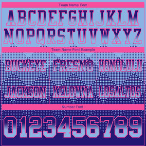 Nouveau maillot de football américain personnalisé, respirant, séchage rapide, bleu clair, violet foncé, rose, dégradé en maille, forme carrée - Product Image 3