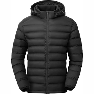 Veste matelassée unisexe imperméable à capuche, style streetwear décontracté et chaud pour le printemps, avec broderie frontale anti-froid - Product Image 2