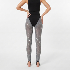Leggings en maille transparente avec strass pour femmes, 100% polyester, leggings transparents avec strass, pantalon transparent à séchage rapide pour femmes - Product Image 2