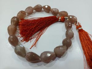 Perles de pierre de lune chocolat naturelle en forme de goutte 7x12mm, brillette, fil de 8 pouces - Product Image 3