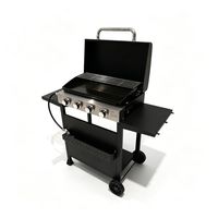 Barbecue à gaz performant avec table latérale et quatre brûleurs pour le camping en plein air, les pique-niques et la maison