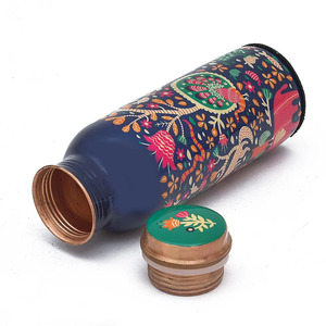 Modern Designer Copper Water <b>Bottle</b> 1000ml with Matte Black Finish and Custom Branding - Product Image 4