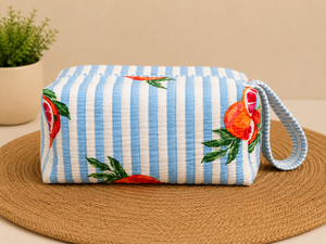 Nuevas Bolsas para Secador de Pelo Acolchadas de Tela de Algodón Ecológica con Logotipo Personalizado, Gran Capacidad, Cierre de Cremallera, Portátiles, Organizador de Maquillaje a Rayas - Product Image 1