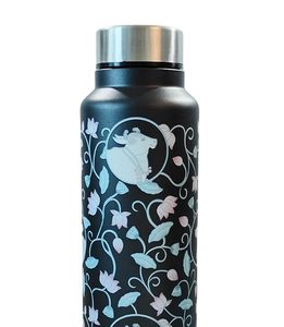 Handcrafted Stainless <b>Steel</b> Water <b>Bottle</b> with Floral Cow Design Black Matte Reusable Leakproof Eco-Friendly <b>Bottle</b> - Product Image 5